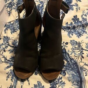 Black Women's Peep-Toe Ankle Boots